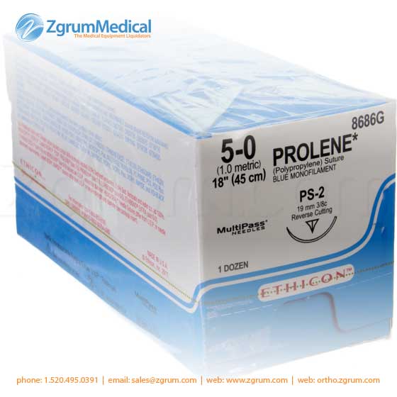 Ethicon 5 - 0 Prolene Suture - 8686G - Zgrum Medical