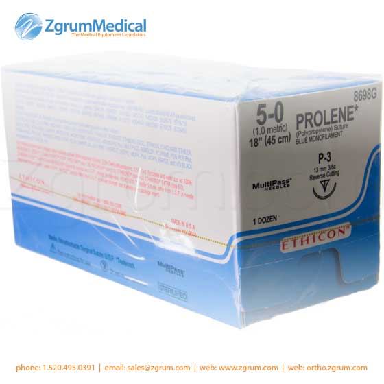 Ethicon 5 - 0 Prolene Suture - 8698G - Zgrum Medical